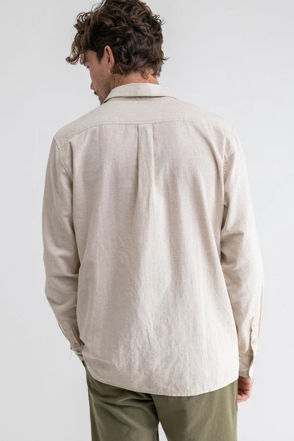 Rhythm Classic Linen Long Sleeve Shirt - Sand