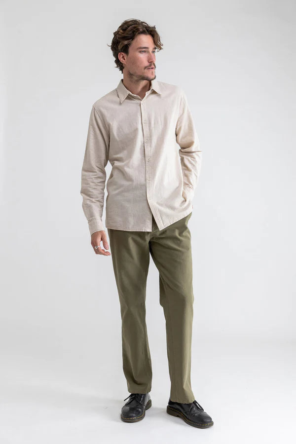 Rhythm Classic Linen Long Sleeve Shirt - Sand