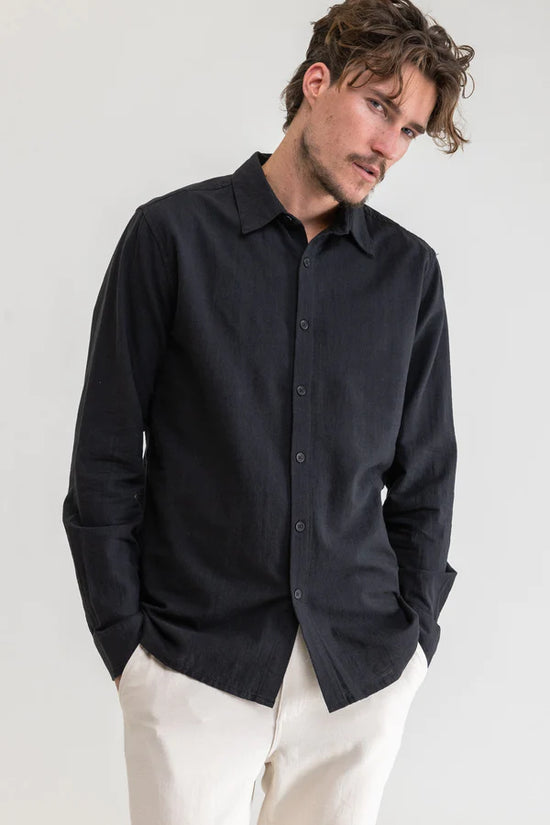 Load image into Gallery viewer, Rhythm Classic Linen Long Sleeve Shirt - Vintage Black
