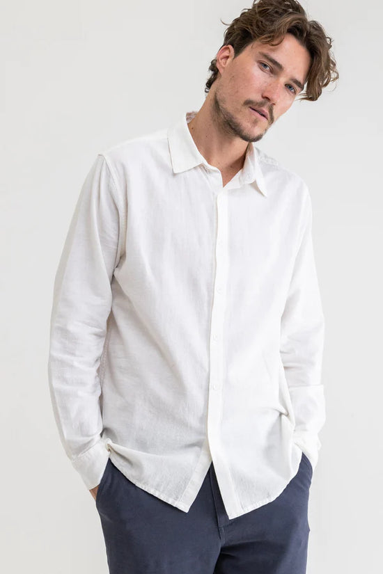 Rhythm Classic Linen Long Sleeve Shirt - Vintage White