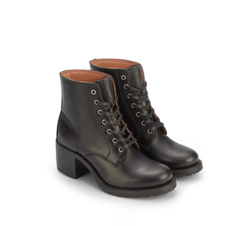 Frye Sabrina 6G Lace Up Boot Black Harbour Thread