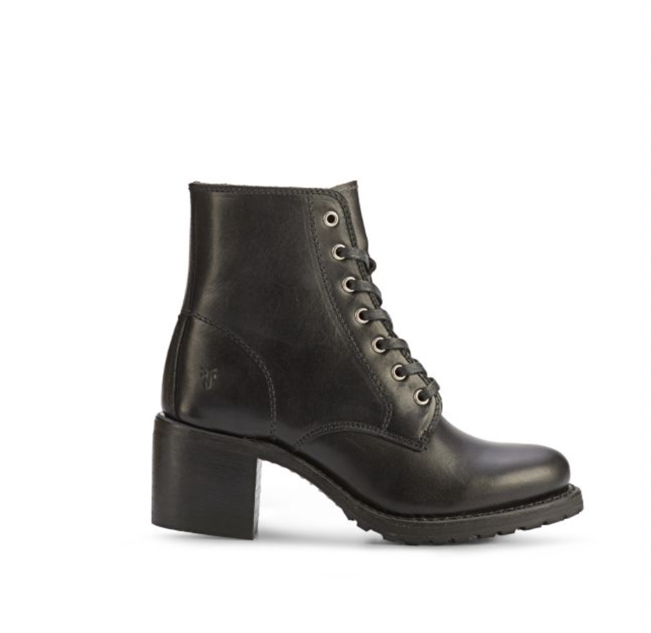 Frye Sabrina 6G Lace Up Boot Black Harbour Thread