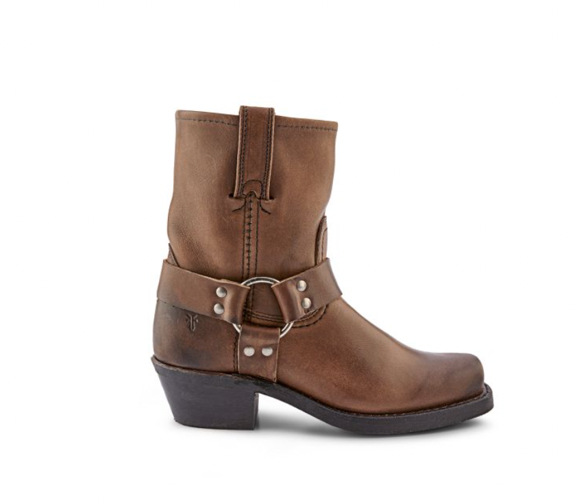 
                      
                        Women's rugged brown leather boot with hardware
                      
                    