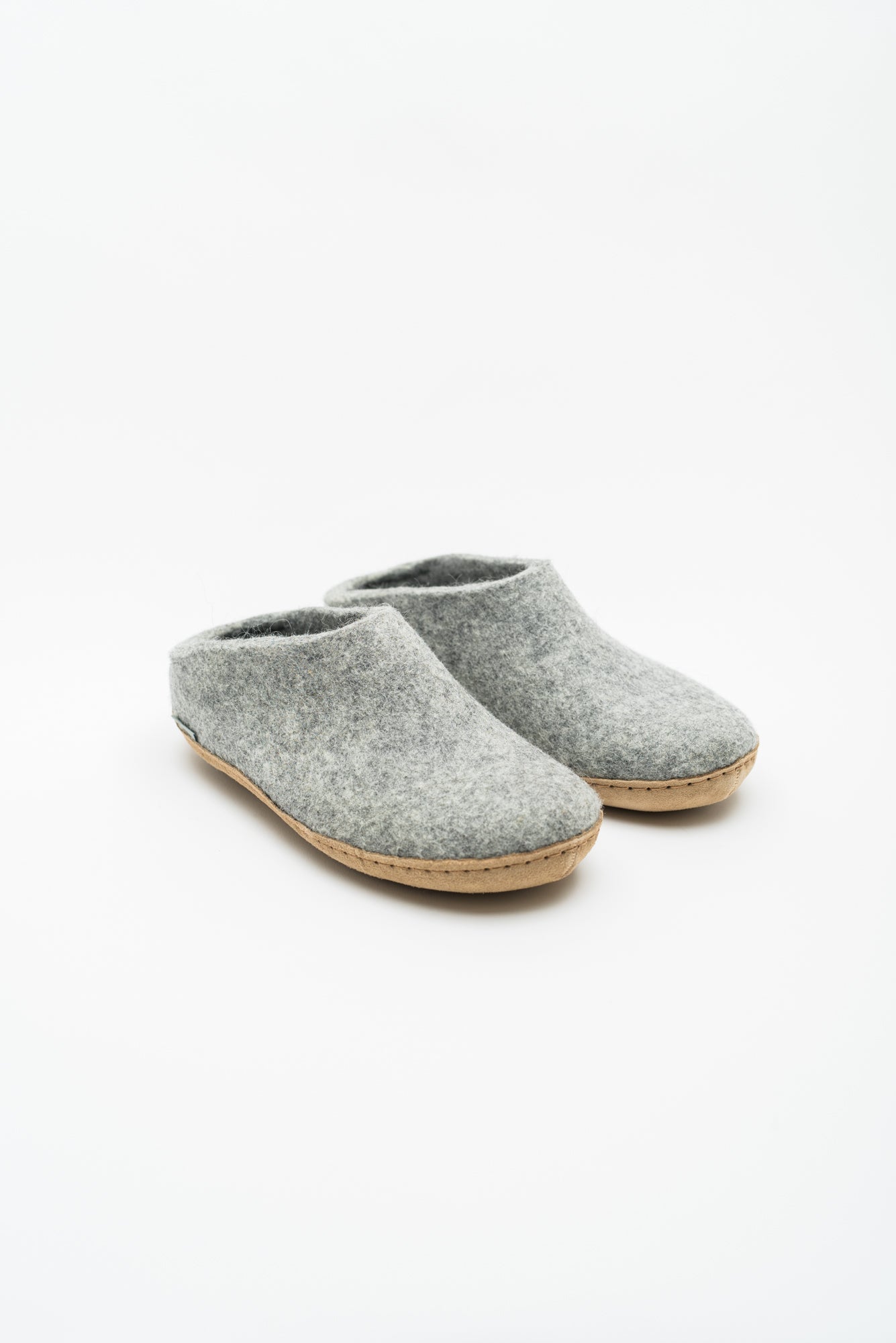 Load image into Gallery viewer, Glerups Open Heel Slipper with Leather Sole - Grey
