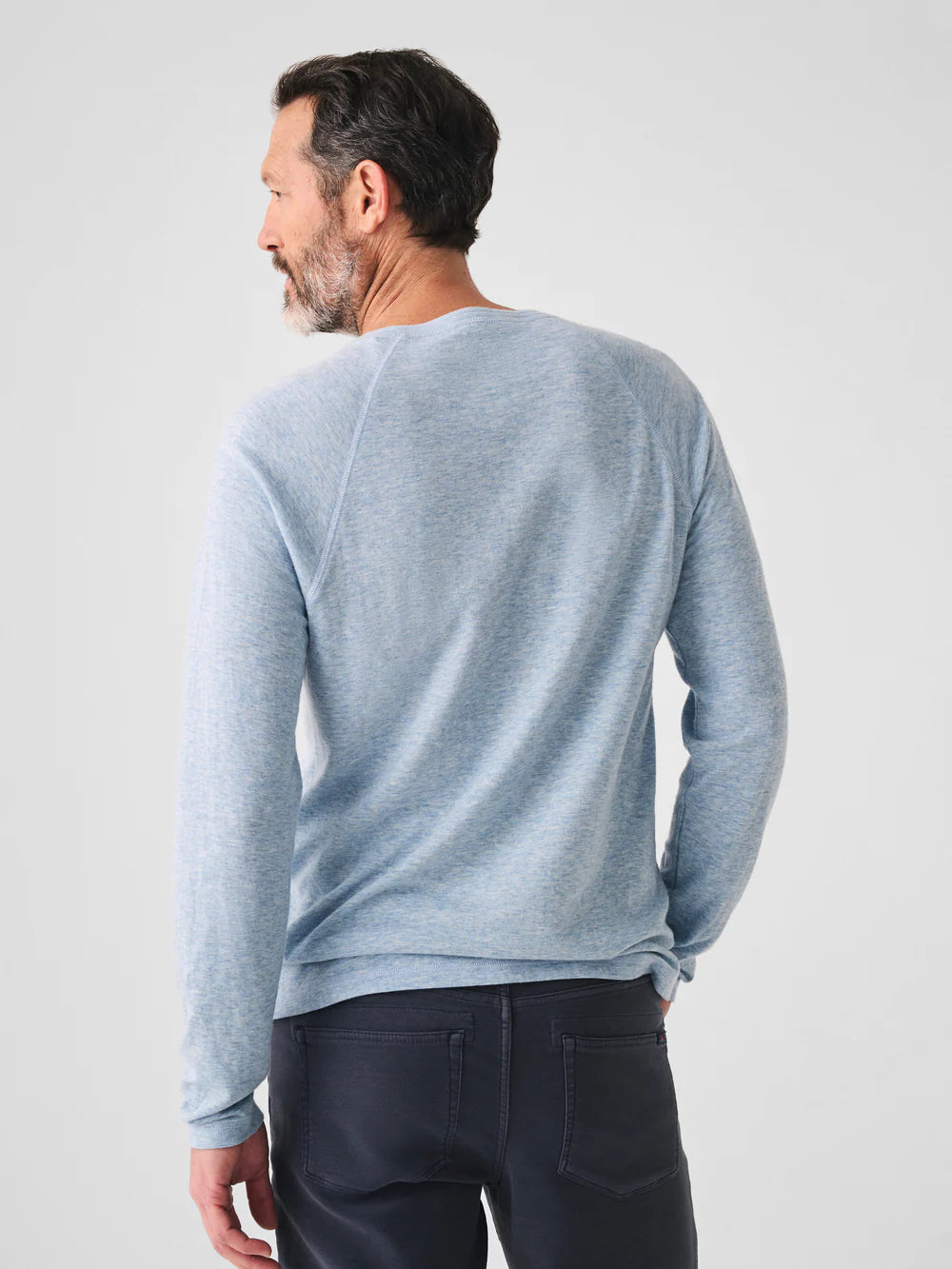 Load image into Gallery viewer, Faherty Cloud Cotton Long Sleeve Henley - Light Blue Heather
