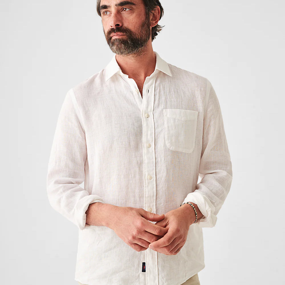 Faherty's  Linen Laguna Shirt in the color White