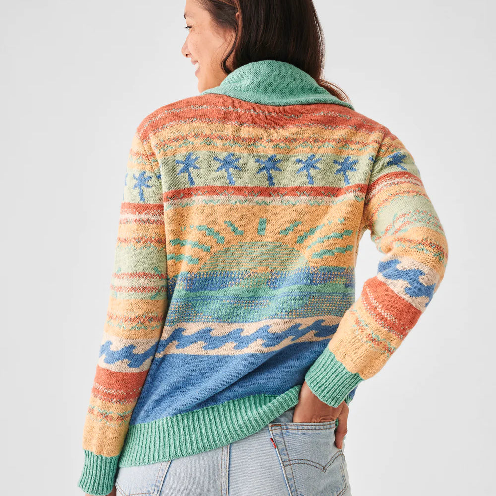 Faherty Palm Isle Cardigan - Teal