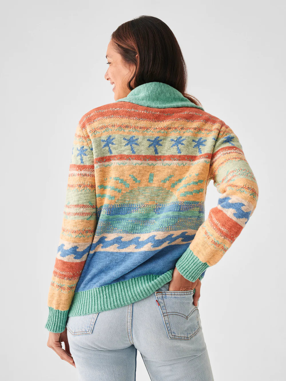 Faherty Palm Isle Cardigan - Teal