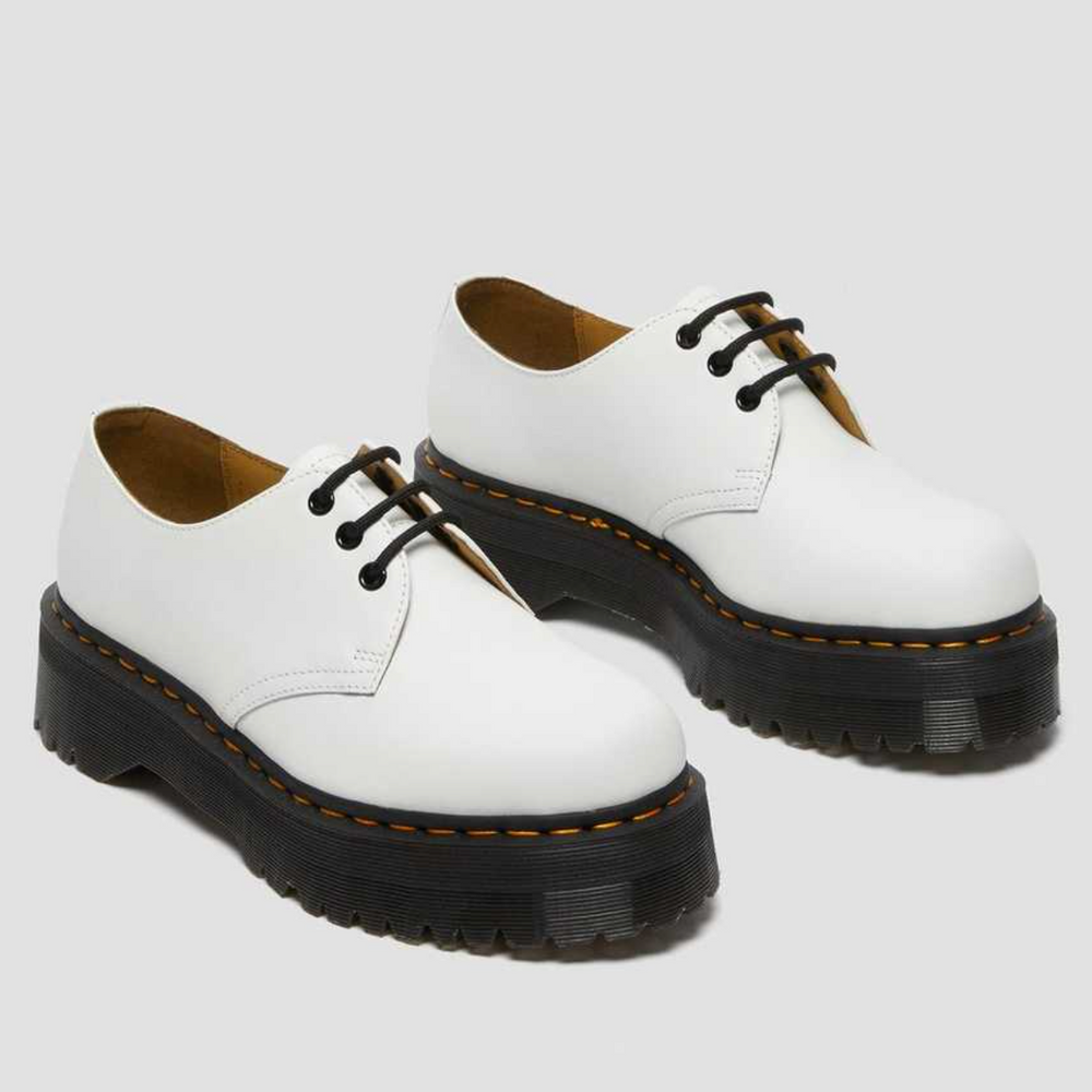 Dr. Martens 1461 Quad Smooth Leather Platform Shoes - White