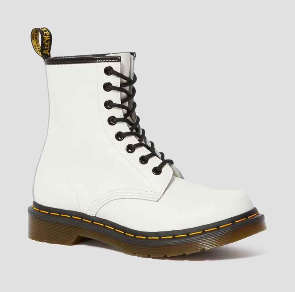 Dr. Martens 1460 Smooth Leather Lace Up Boot - White