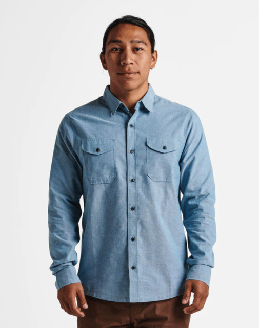 Roark Well Worn Long Sleeve Button Up Shirt - Blue