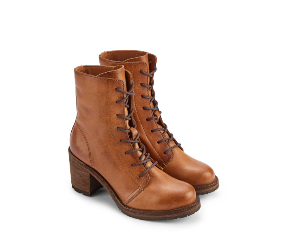 
                      
                        Women's brown heeled lace-up leather boots
                      
                    