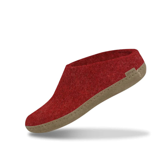 Glerups Open Heel Slipper with Leather Sole - Red