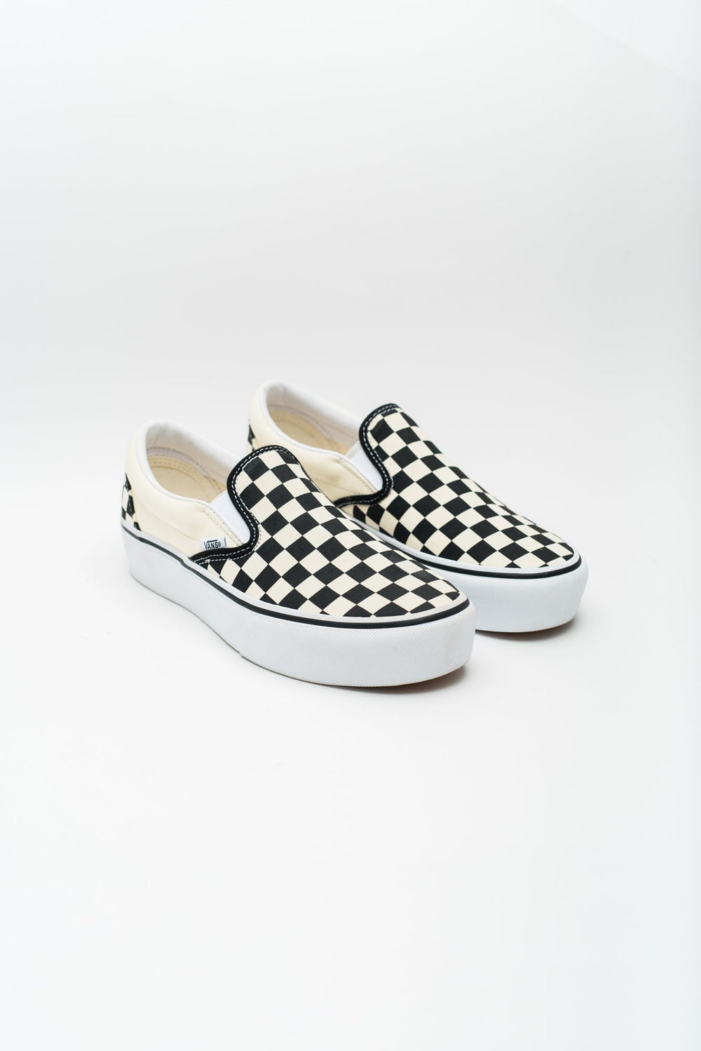 Vans Women's Classic Slip-On Platform Sneaker - Black/White Checkerboard