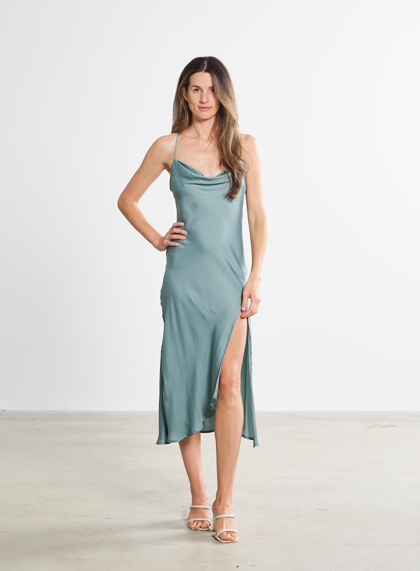 Load image into Gallery viewer, The Stella Dress in Sage sold at Harbour Thread
