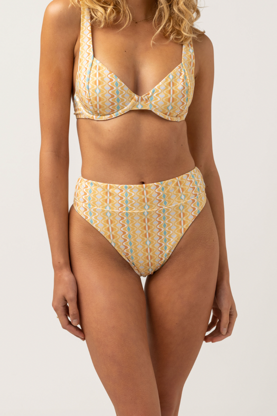 Load image into Gallery viewer, High waisted retro print swim bottoms
