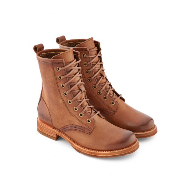 Frye Women s Veronica Combat Boot in Caramel Harbour Thread