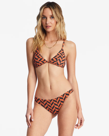 Women's orange and black printed skimpy bikini bottoms