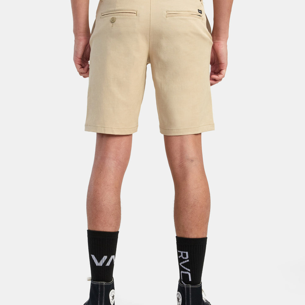 Back view of RVCA's Back In Hybrid 19" Short in the color Khaki