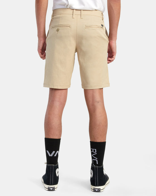 Back view of RVCA's Back In Hybrid 19" Short in the color Khaki