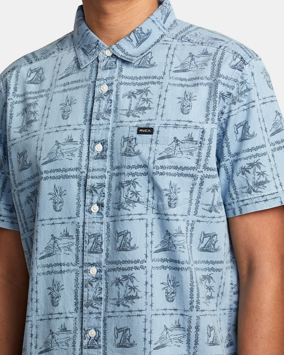 Load image into Gallery viewer, RVCA Frame Short Sleeve Shirt - Washed Denim
