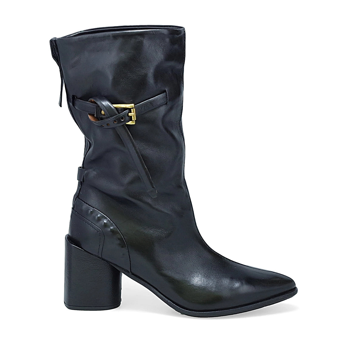 A.S. 98 Ebby Heeled Leather Boot - Black
