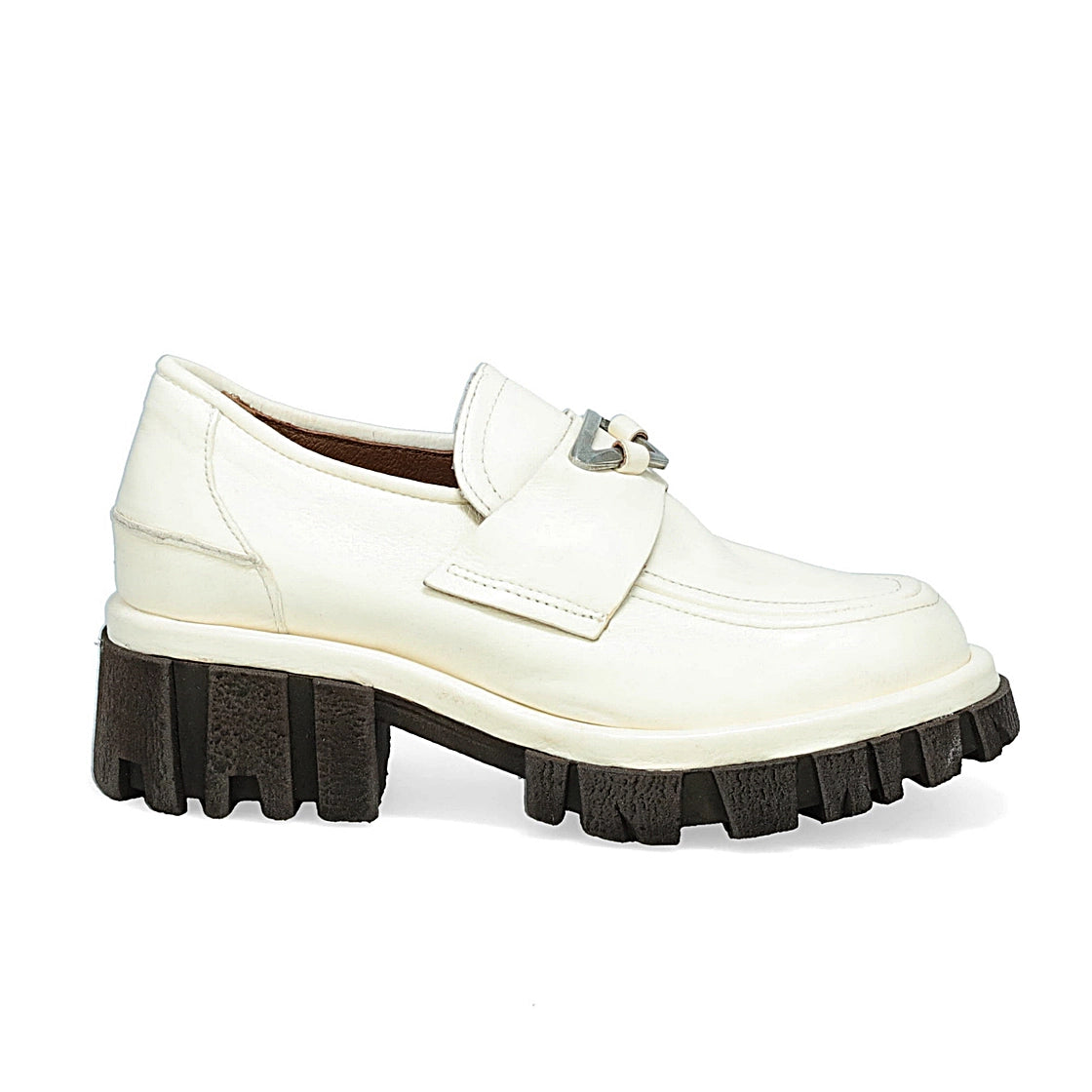 Women's white chunky platform oxford loafer