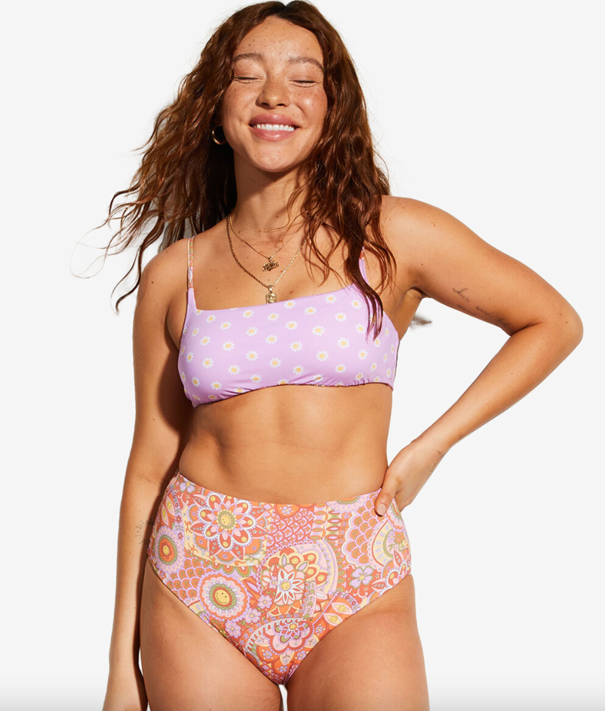 Billabong x Smiley Good Times Hi Retro Bikini Bottoms - Multi