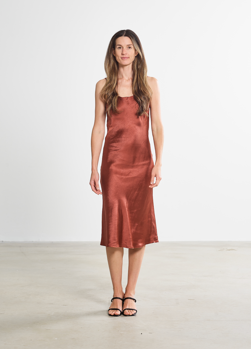 Load image into Gallery viewer, The Sawyer Dress in Rust from the Harbour Thread Private Label based in Burlington VT
