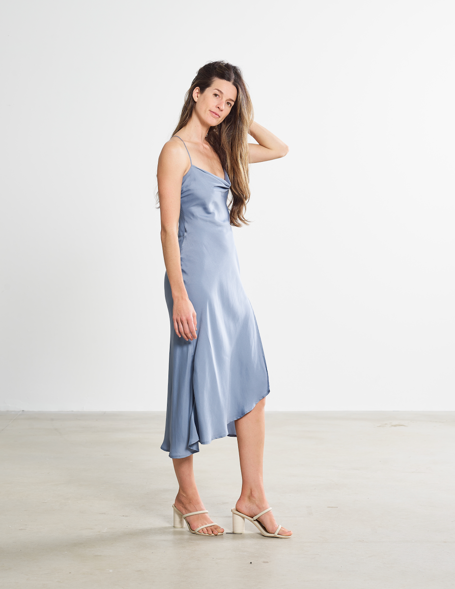 Load image into Gallery viewer, The Stella Dress in Blue Dusk from Harbour Thread burlington vt

