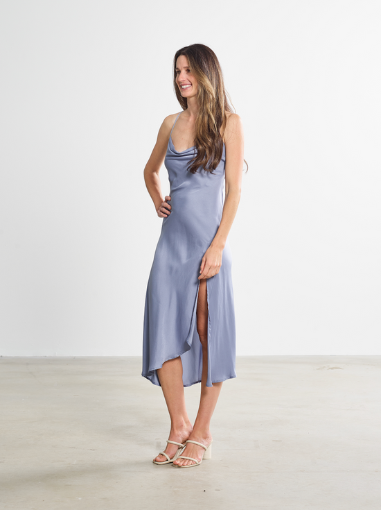 The Stella Dress from Harbour Thread in color blue dusk